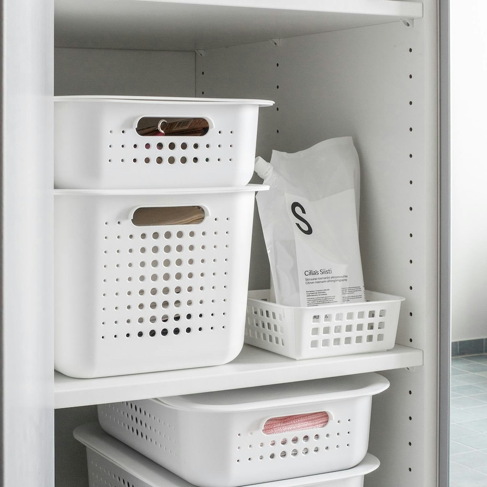 image 1 of SmartStore Lightweight & Durable Basket Recycled 10 Storage Box, 6L,White