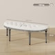 image 3 of HOMCOM Half-Circle End Bench Ottoman Footstool Tufting Padded Seat Brushed Wood Base Antique Accents Home Seat Furniture Cream White and Light Wood Grain Leg