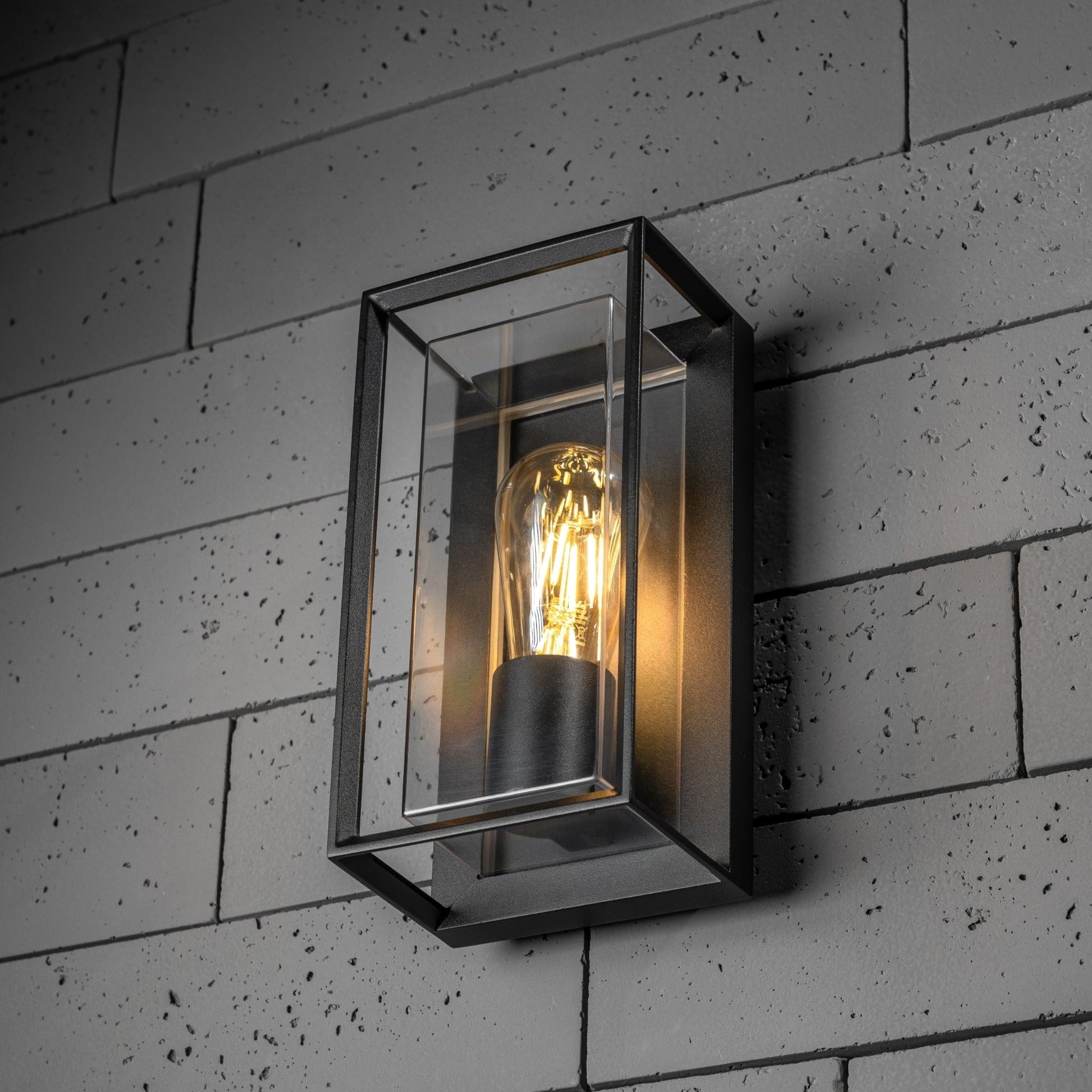 CGC Floriana Black Outdoor Wall Light E27 Clear Diffuser IP54 Black Black Height: 26 cm, width: 13.5cm, depth: 12cm