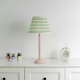 image 3 of ValueLights Bobbles Rose Pink Bobbin Table Lamp with Pink Aztec Pleated Shade