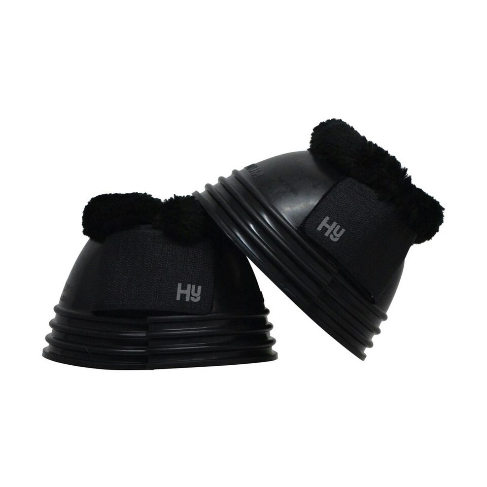 HyIMPACT Ringed Fleece Topped Over Reach Boots (One Pair) - Black - M