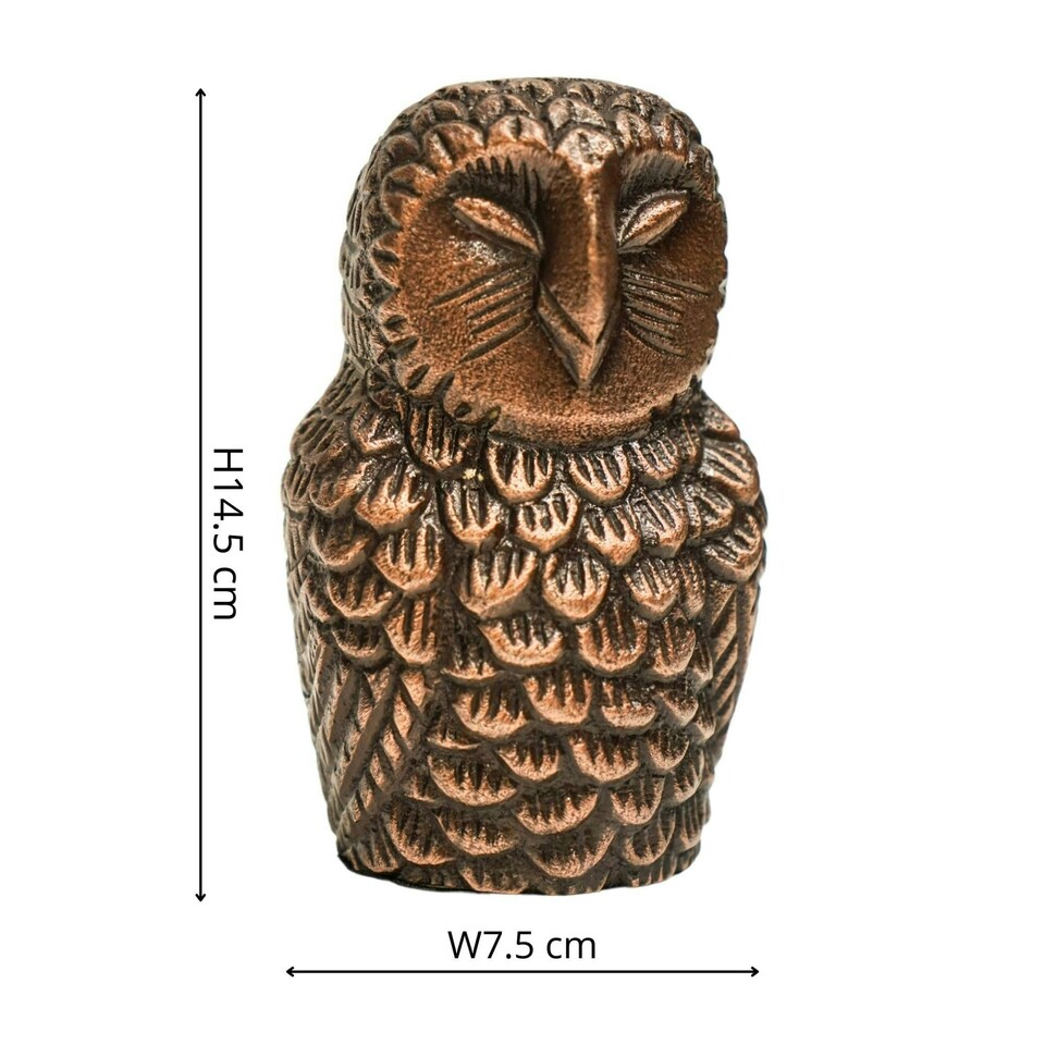 image 1 of Cast Aluminium Owl Candle Holder - Aluminium - L8.5 x W7.5 x H14.5 cm - Antique Copper | Brown | 1