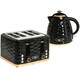 image 3 of HOMCOM Toaster with 4 Slot, 7 Browning Levels, 1600W, Black Ripple Black | Rose gold accents | 29.2 x 27.5 x 18.9 cm