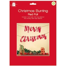 1.5m Merry Christmas Red Foil Bunting