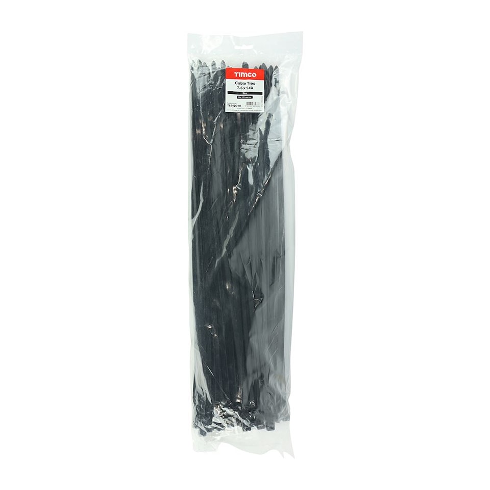 image 1 of Timco - Cable Ties - Black (Size 7.6 x 540 - 100 Pieces)
