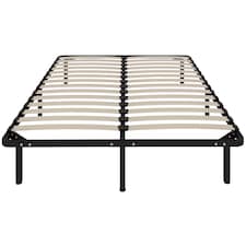 HOMCOM 4ft6 Double Bed Frame, Metal Platform Bed Frame with 28 Wood Slats