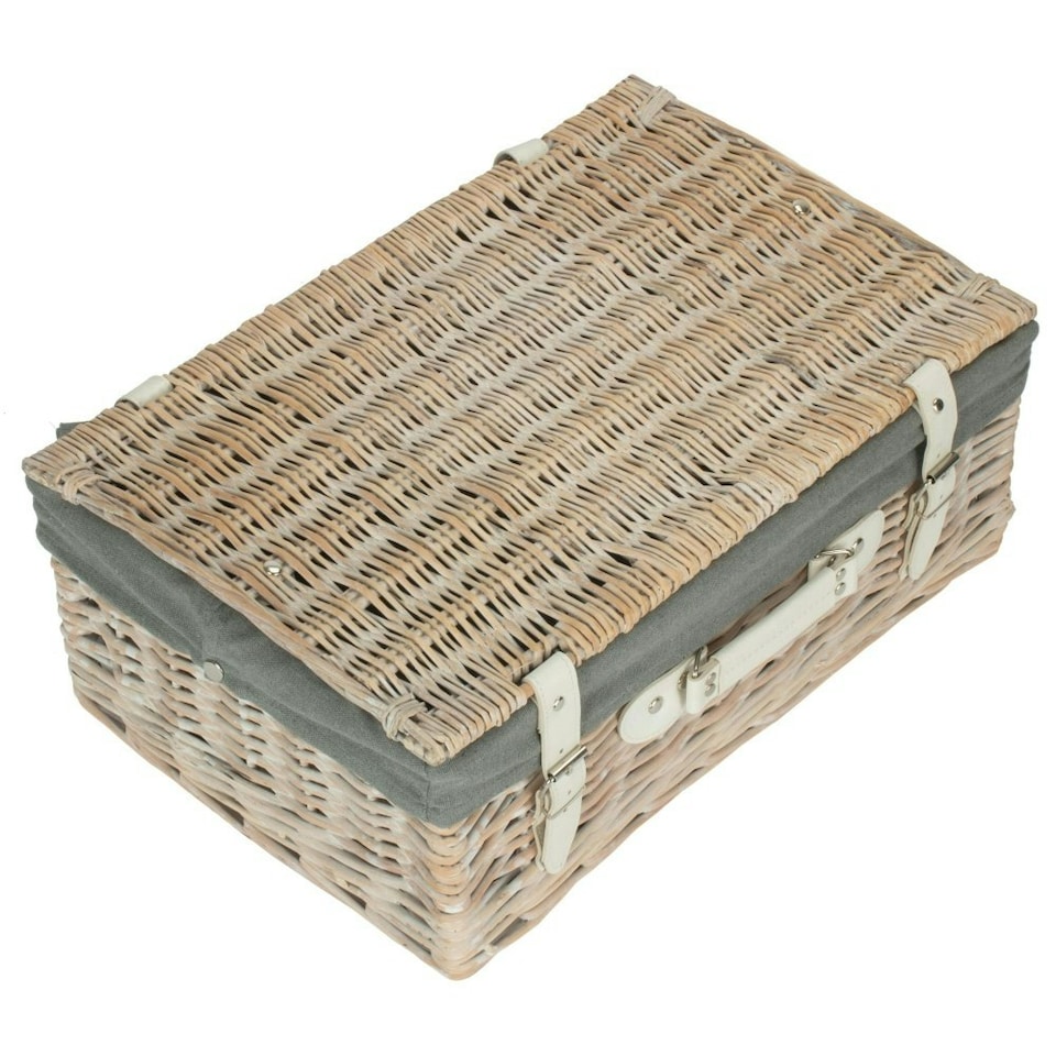 image 1 of 45cm Wicker Picnic Basket with Lining Grey | Grey | One Size