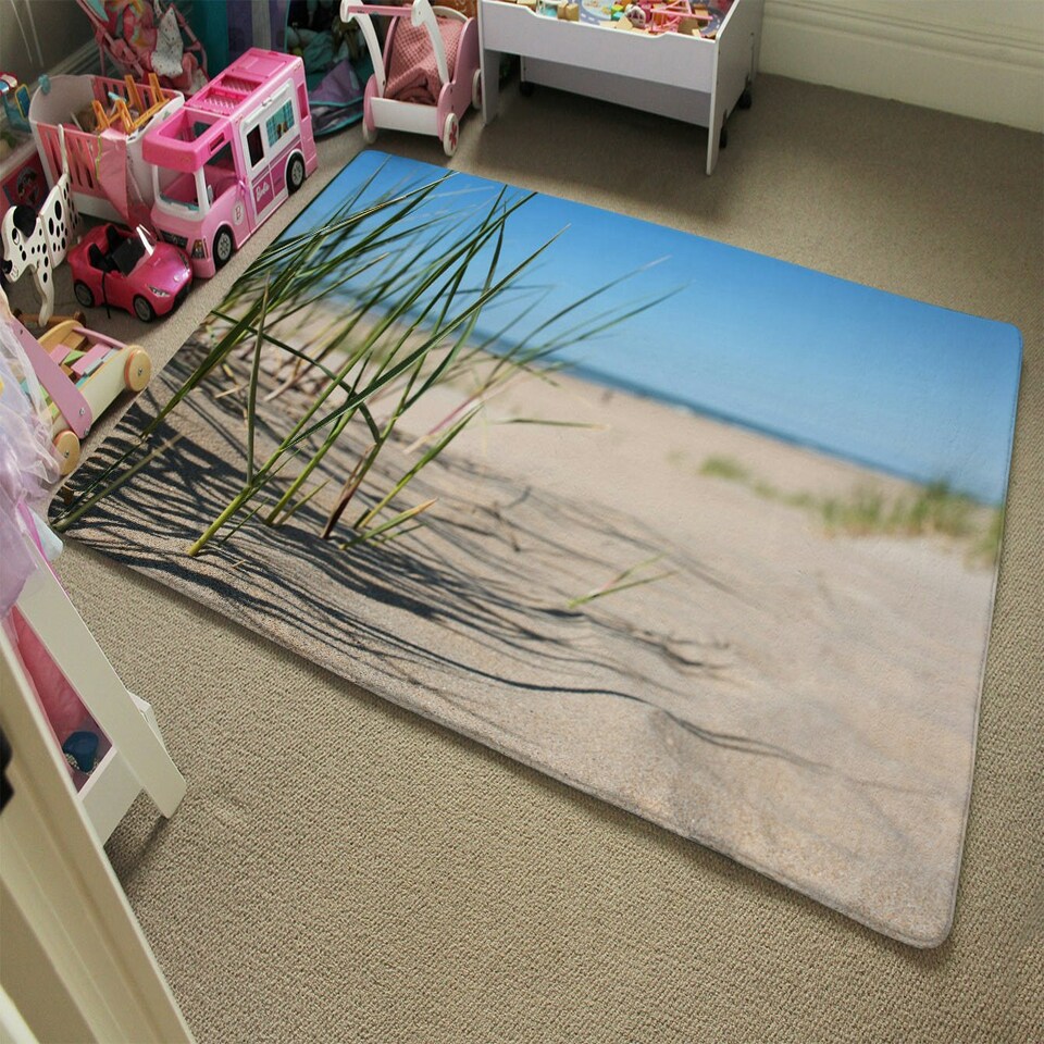 image 1 of Grass in the sand dunes with the lake in the background (Rug) Cream | S