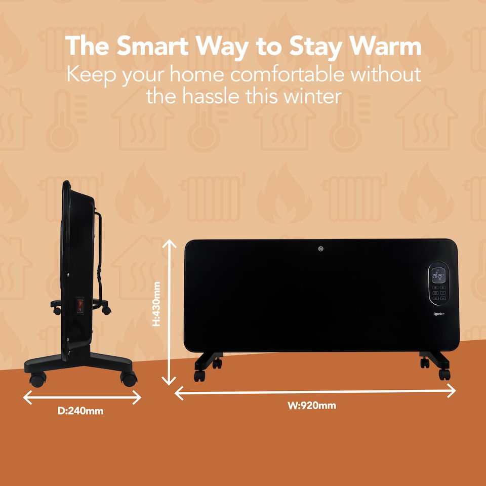 image 1 of Igenix IG9520BLWIFI Smart Electric Panel Heater, Black