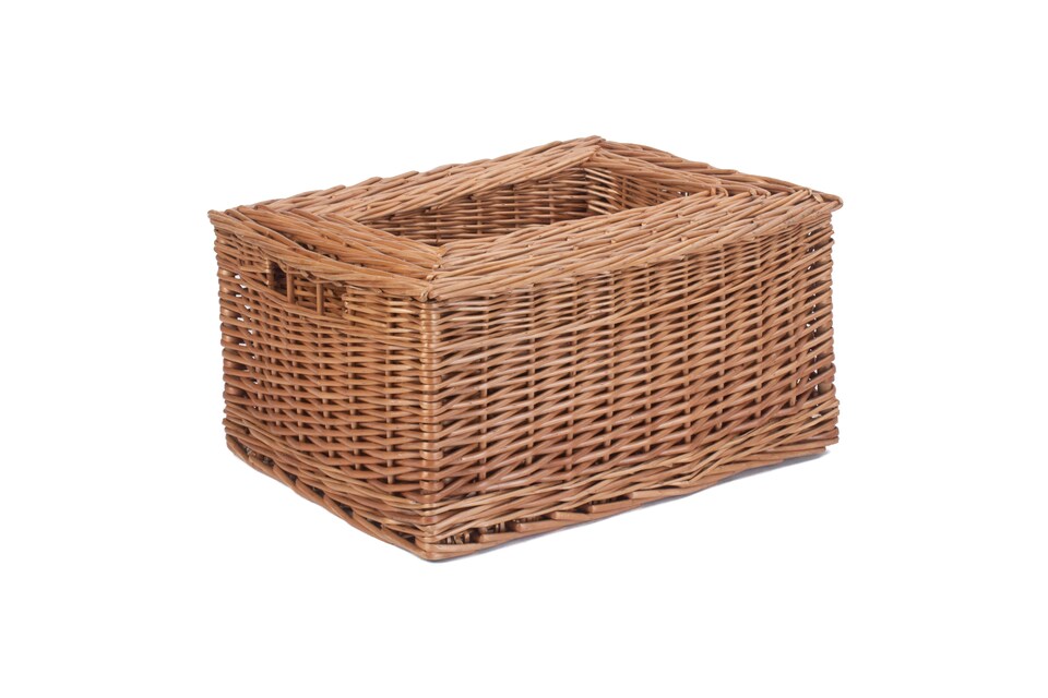 image 1 of Wicker Double Steamed Open Storage Baskets Set of 4 | Brown | Brown | Not provided