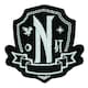 image 1 of Wednesday Nevermore Academy Crest Iron On Patch - Black/White - One Size