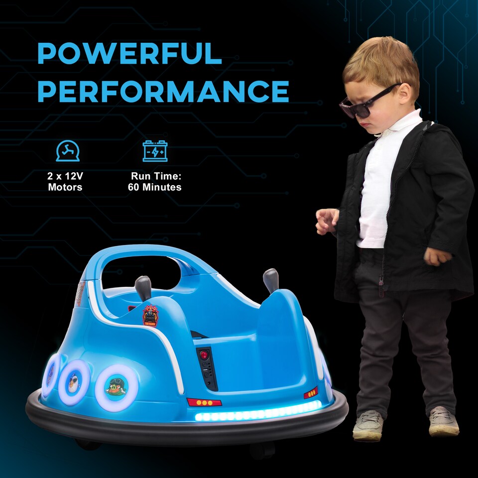 image 1 of AIYAPLAY Licensed Bumper Car for Kids with Joysticks, Remote, Blue