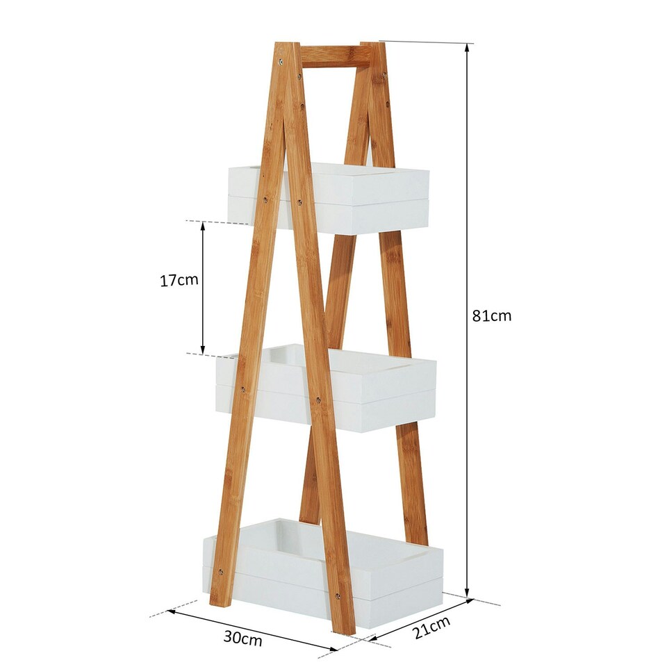 image 1 of HOMCOM  3 Tier A Frame Bathroom Shower Caddy Storage Unit Shelving Organizer