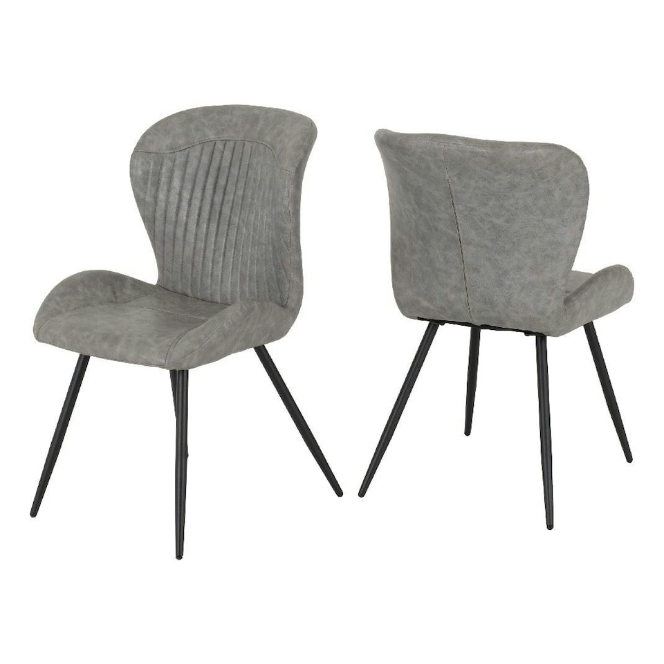 image 1 of Quebec Wave Edge Medium Dining Table Set with 4 Chairs Black | Concrete Effect/Grey