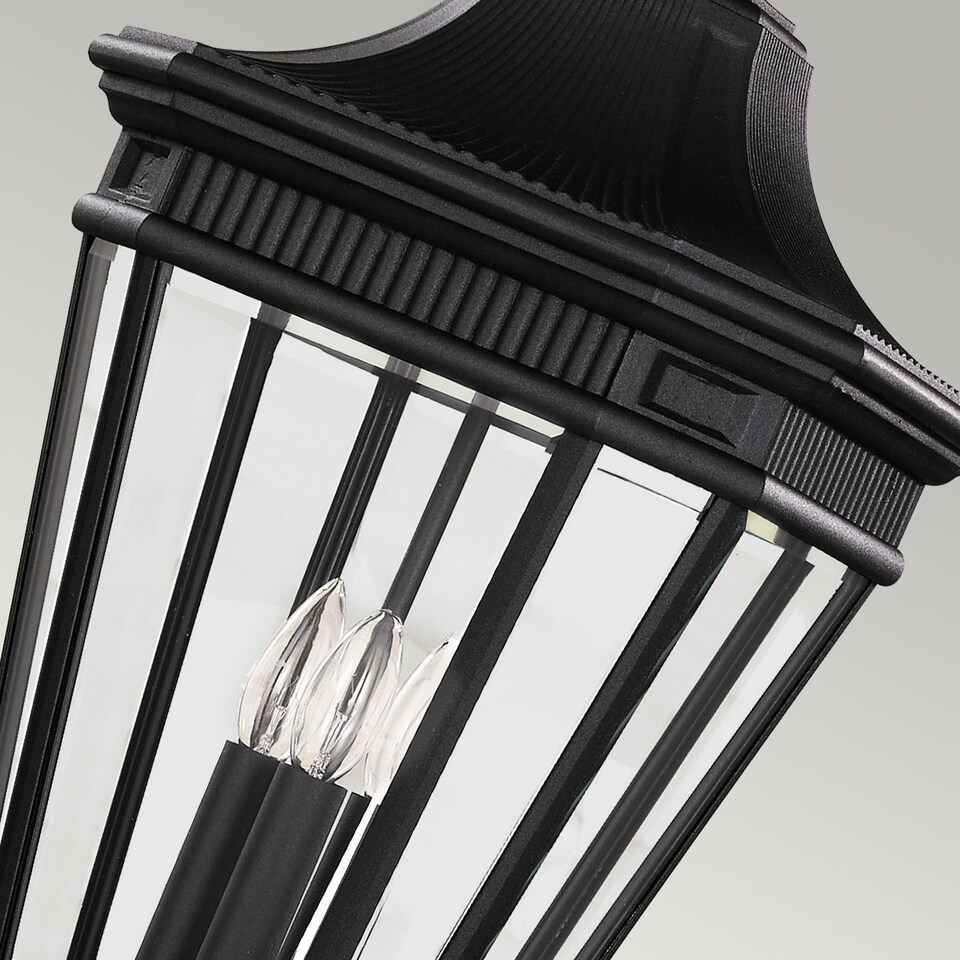 image 1 of Cotswold Lane 3 Light Large Outdoor Ceiling Chain Lantern Black, E14