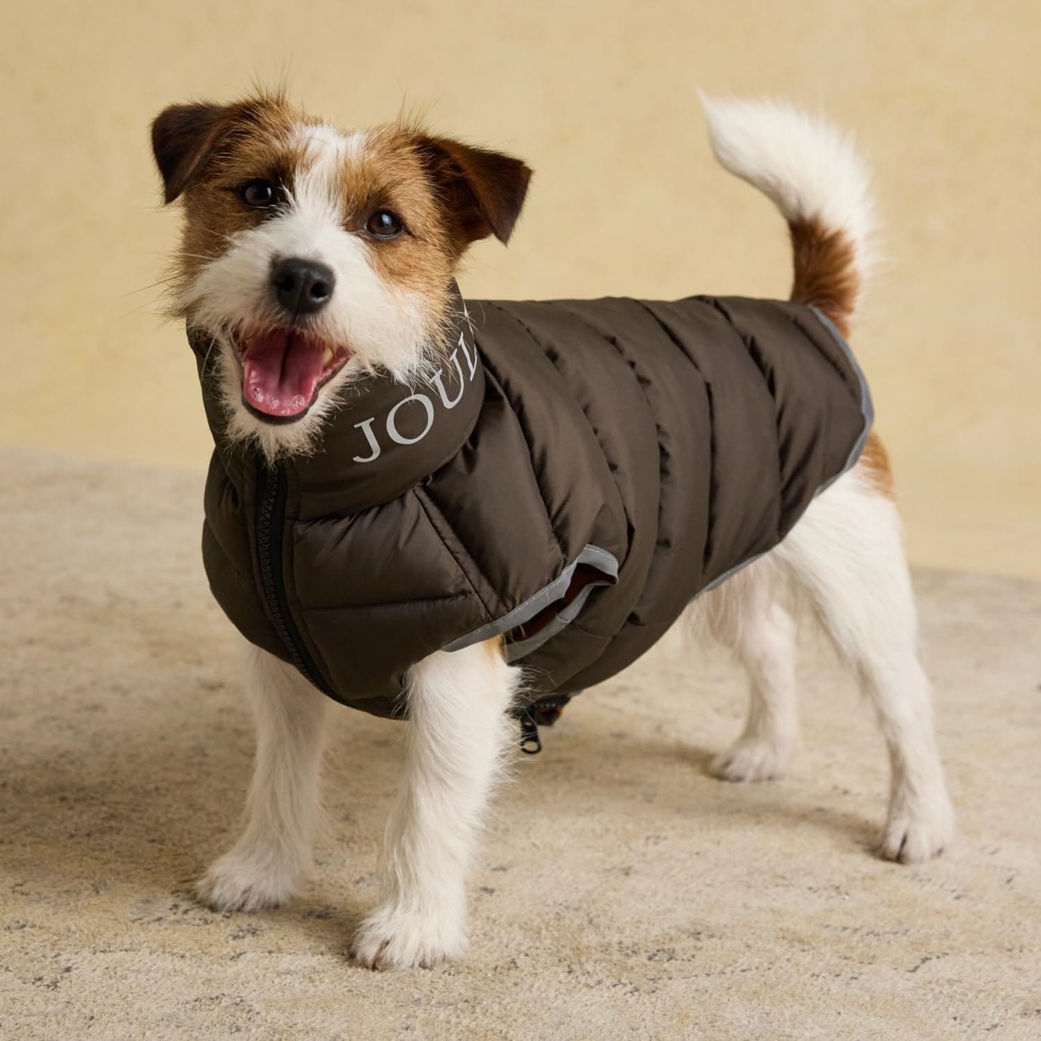 Rosewood x Joules Moorsdale Ketchup Reversible Puffer Dog Coat Brown Multicolour 1