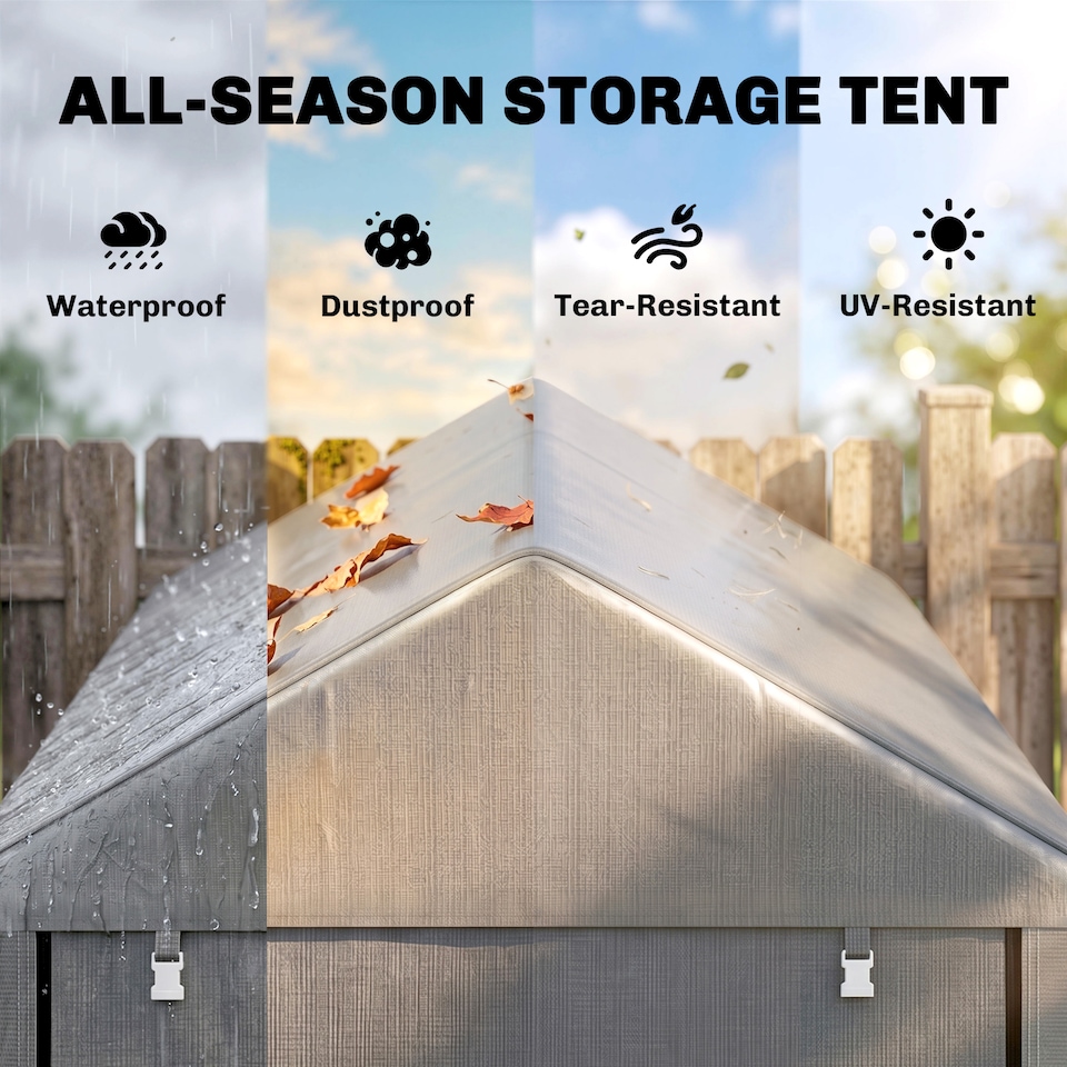 image 1 of Outsunny 1.2 x 1.8m Portable Garden Shed for Motorbikes, Garden Tools, Bikes | Grey