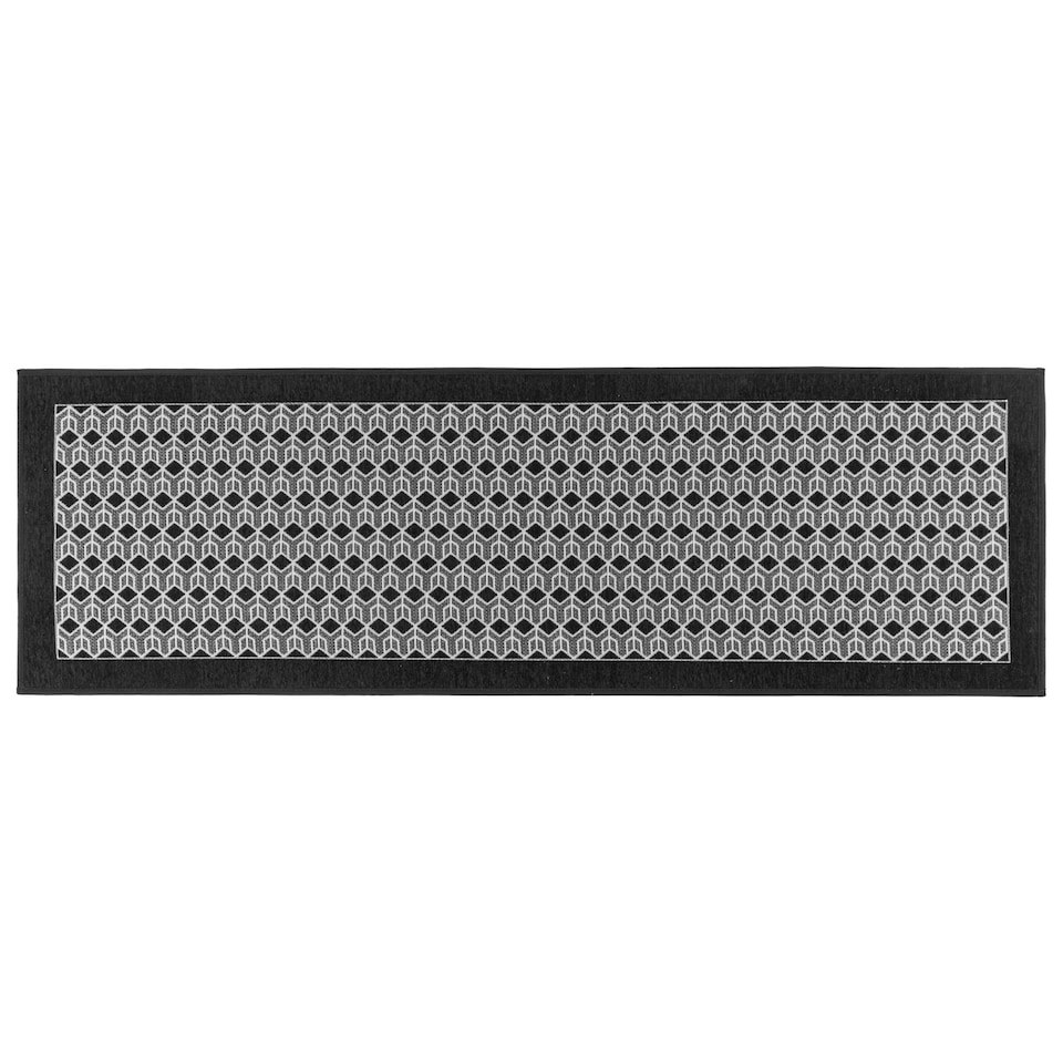 image 1 of JVL Allure Machine Washable Entrance Runner Doormat, 50x150cm - Black