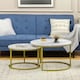 image 6 of HOMCOM Marble Coffee Table Set of 2, Round Nest of Tables, White 