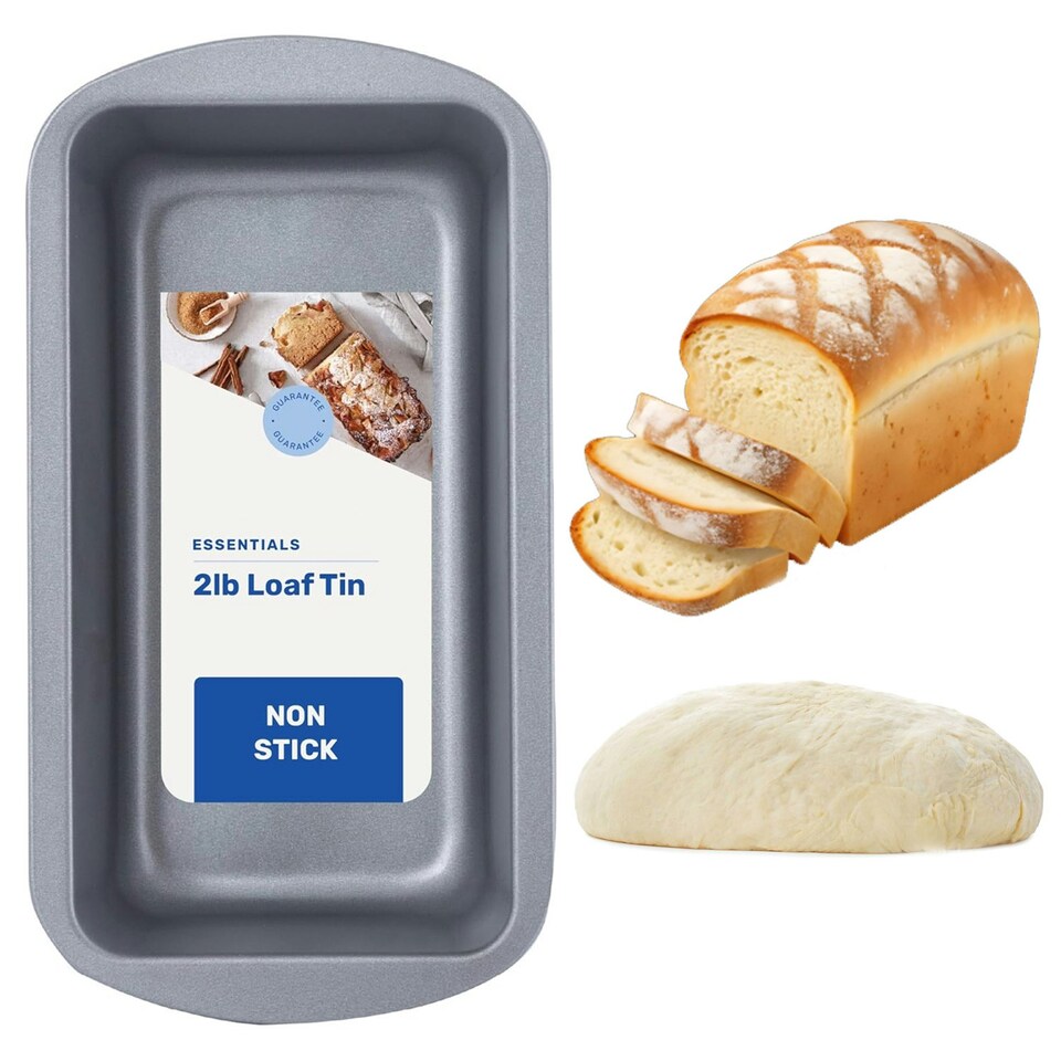 image 1 of 2 x 2lb Non-Stick Bread & Cake Long Rectangular Oven Pan Fridge & Freezer Safe