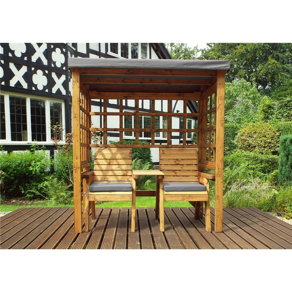 image 1 of Traditional Harvey Twin Seat Arbour with 2 x Chair Cushion Grey