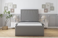 Sloomy Somerset Pewter Dumfries Deep-Sided Bed Frame With 50" Upholstered Headboard 4'6 Double