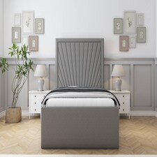 Sloomy Somerset Pewter Dumfries Deep-Sided Bed Frame With 50" Upholstered Headboard 4'6 Double