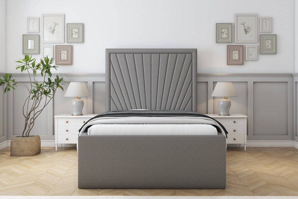 image 1 of Sloomy Somerset Pewter Dumfries Deep-Sided Bed Frame With 50" Upholstered Headboard 4'6 Double