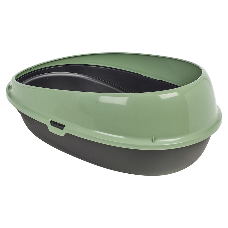 image 1 of Oval Cat Litter Tray Box with Rim | Green | 1