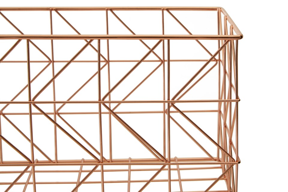 image 1 of Functional Copper Finish Zigzag Wire Basket, Stylish Wireframe Basket For Kitchen, High Quality Basket | Gold