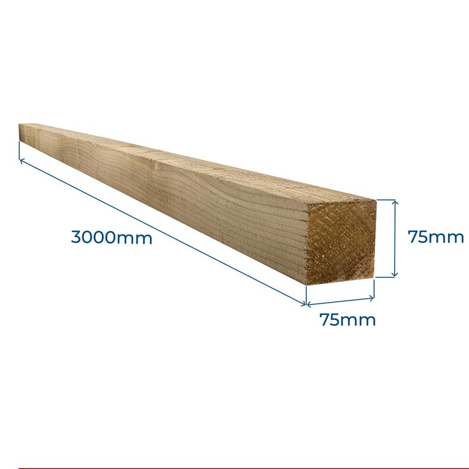image 1 of Snowdon Timber Treated 3x3" Fence Post (W) 75mm (H) 3.0m - Pack of 2