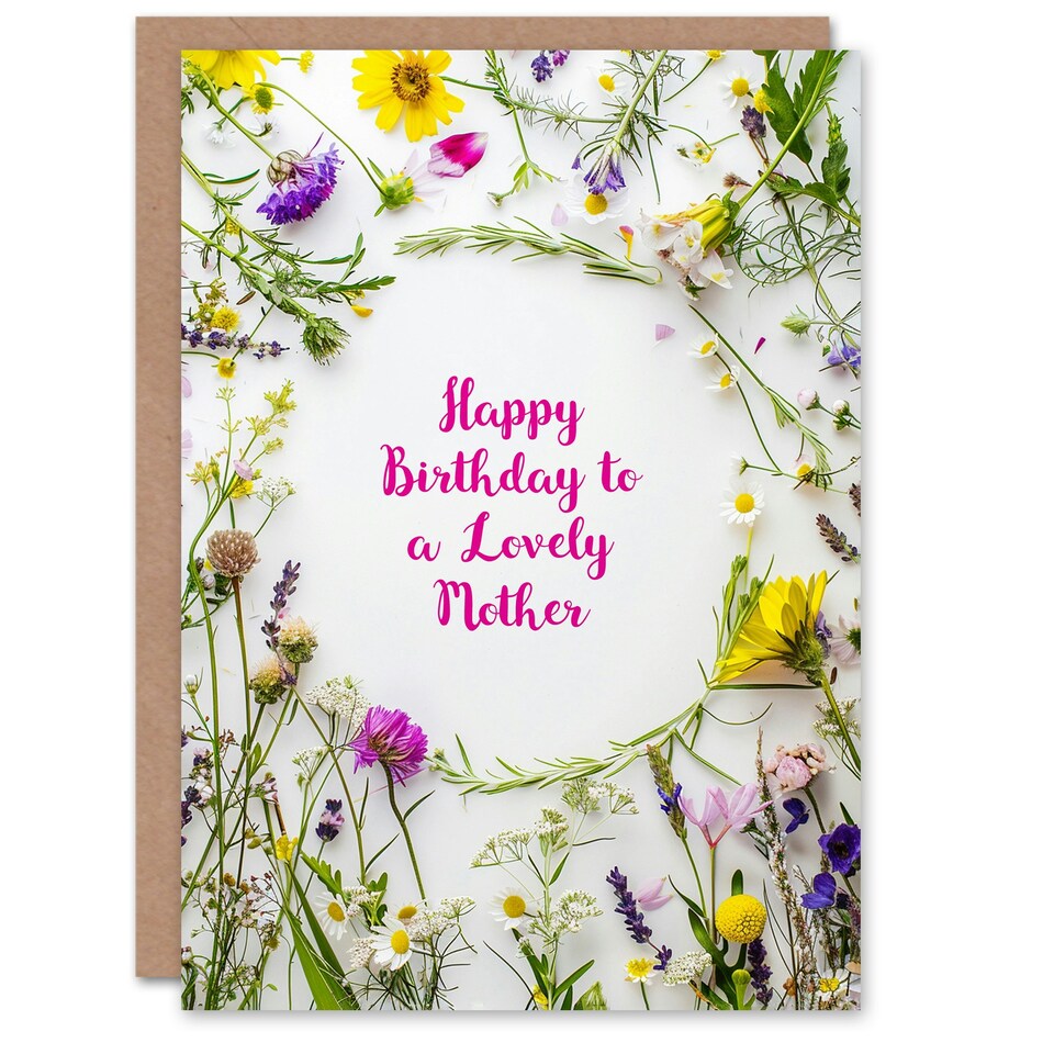image 1 of Simple Spring Meadow Wildflowers Floral Mother Birthday Card