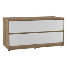 URBNLIVING 4 Drawer Wide Chest Of Drawers Bedroom Storage Unit | Multi | Oak Carcass + White Drawers