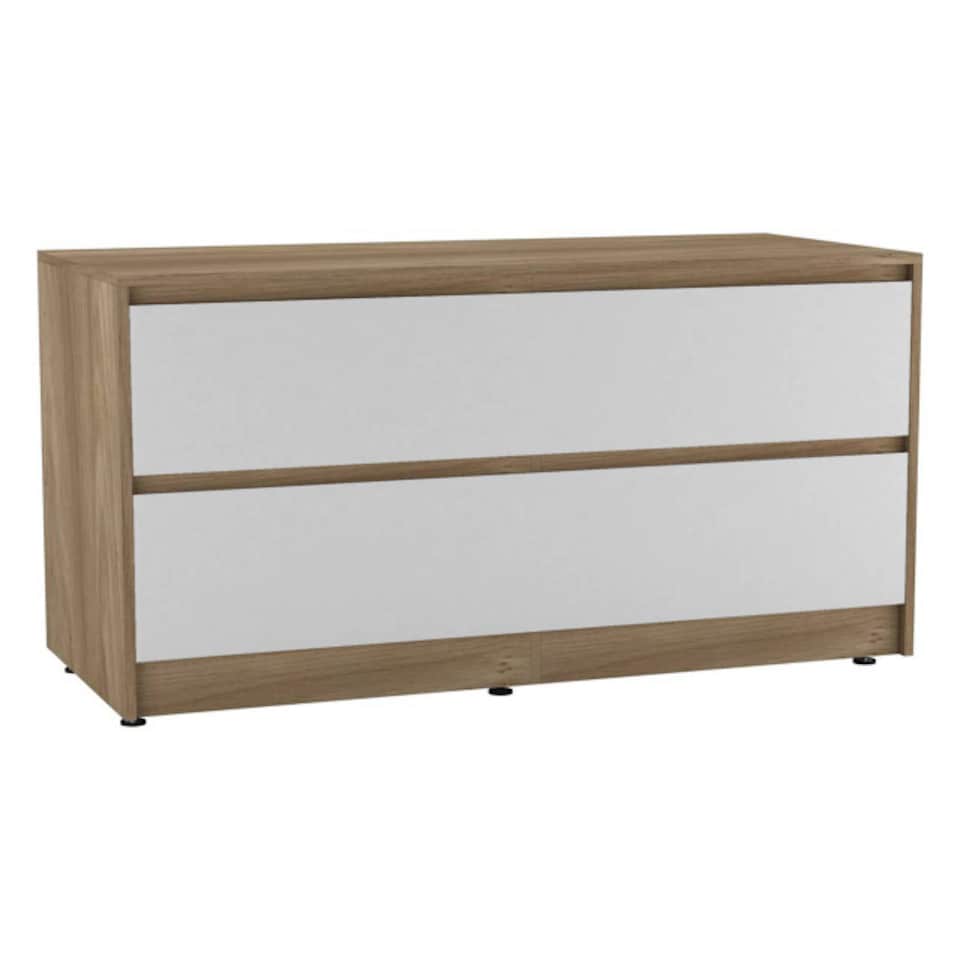 image 1 of URBNLIVING 4 Drawer Wide Chest Of Drawers Bedroom Storage Unit | Multi | Oak Carcass + White Drawers