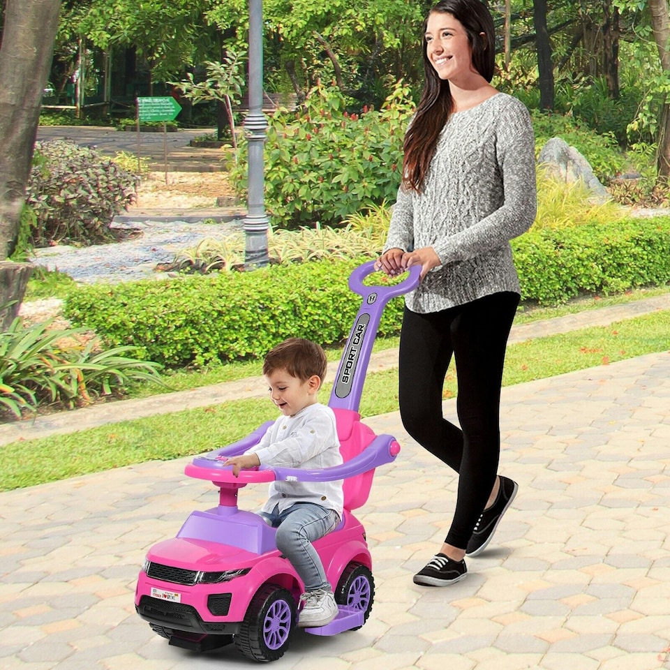 image 1 of COSTWAY 3 in 1 Ride on Push Car Stroller Sliding Walking Pink
