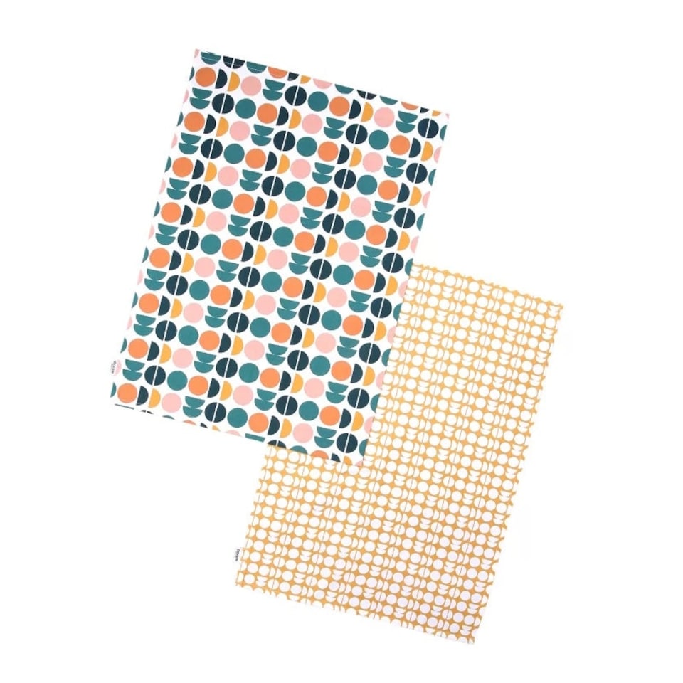 image 1 of Dexam Set of 2 Retro Spot Teal Tea Towels N/A