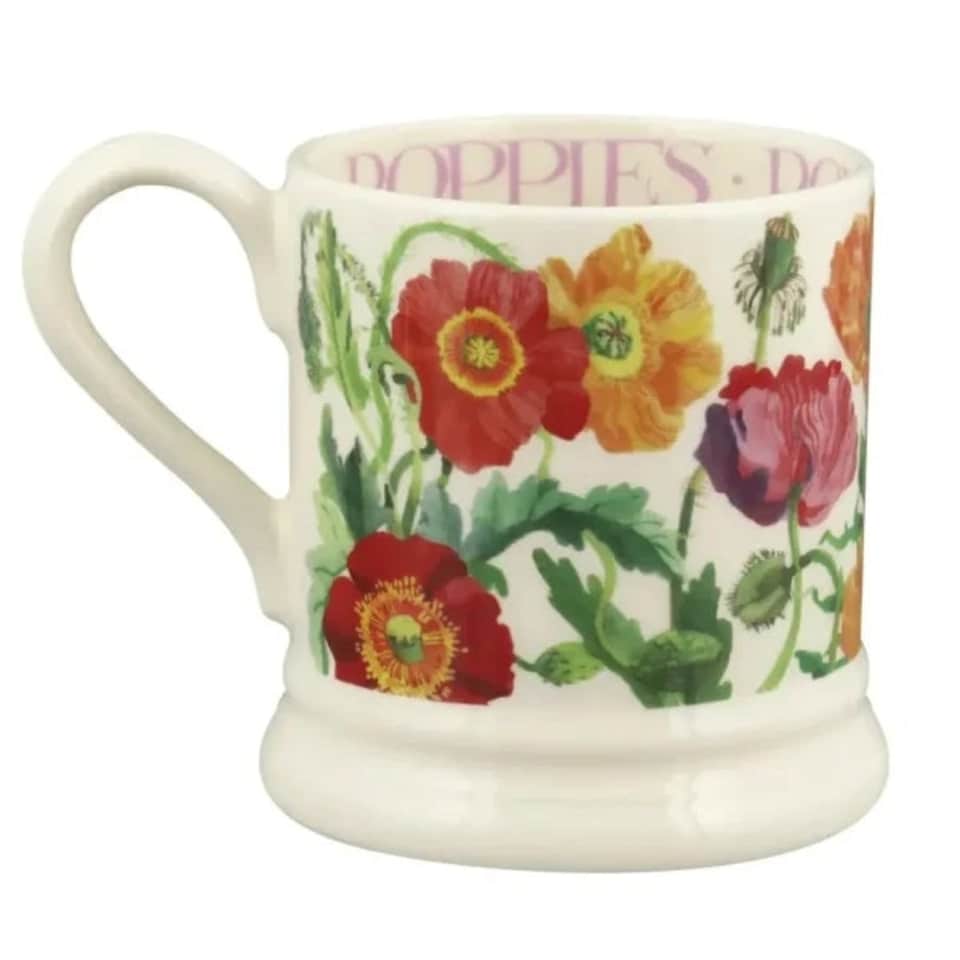 image 1 of Mug: 1 x 300ml Emma Bridgewater Poppy Half Pint Mug (2025 Design), Ceramic White