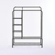 image 1 of Clothes Rail with Double Hanging & Shelves Black Metal Garment Rack Heavy Duty Black | One Size