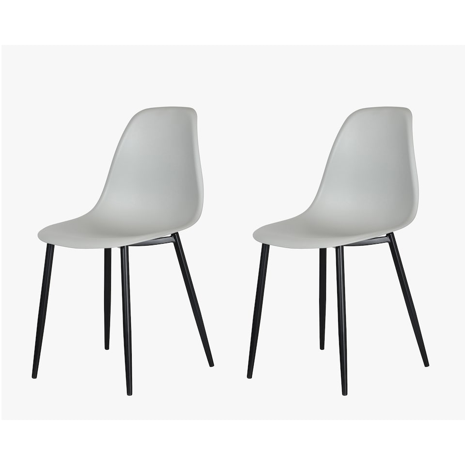 image 1 of Aspen White 80cm Square Dining Table with 2 Modern Plastic Curve Design Chairs - Compact Contemporary Dining Set | Grey | Grey | 1