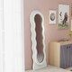 image 8 of HOMCOM Irregular Wavy Mirror Full Length, 160 x 50cm Free Standing, Leaning or Wall Mirror with Velvet Wrapped Frame and Arched Top for Living Room, Bedroom, White