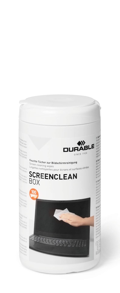 image 1 of Durable SCREENCLEAN Streak-Free Biodegradable Screen Cleaning Wipes | Tub of 100