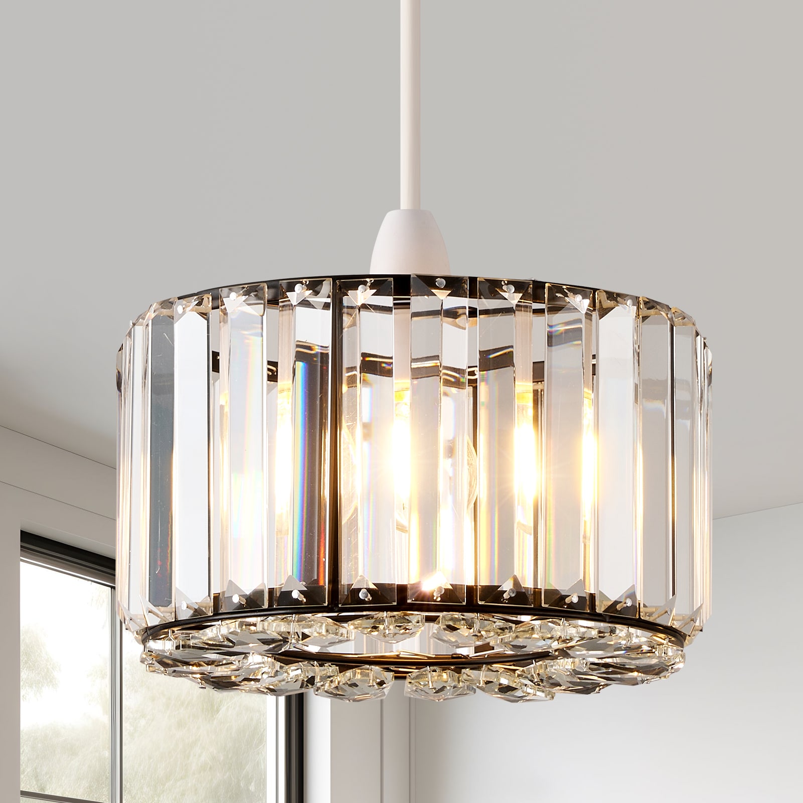 Harper Living Easy Fit Pendant Shade, Matt Black Ceiling Light Shade, Diameter 23cm