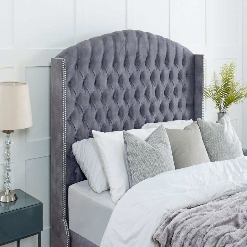 image 1 of Richmond Plush King Bed Frame - Grey
