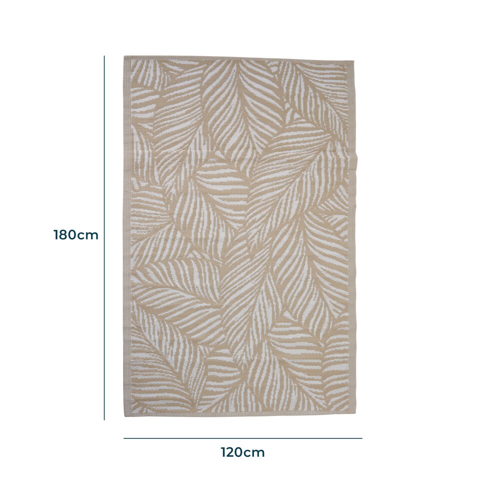 image 1 of Outdoor Plastic Rug Wool-Look Anti-Slip Durable Garden Patio Conservatory Carpet Mat - Beige Leaf | Brown | Beige