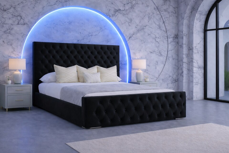 image 1 of The Luxury Duke 3FT Single Bed Frame in Black Plush