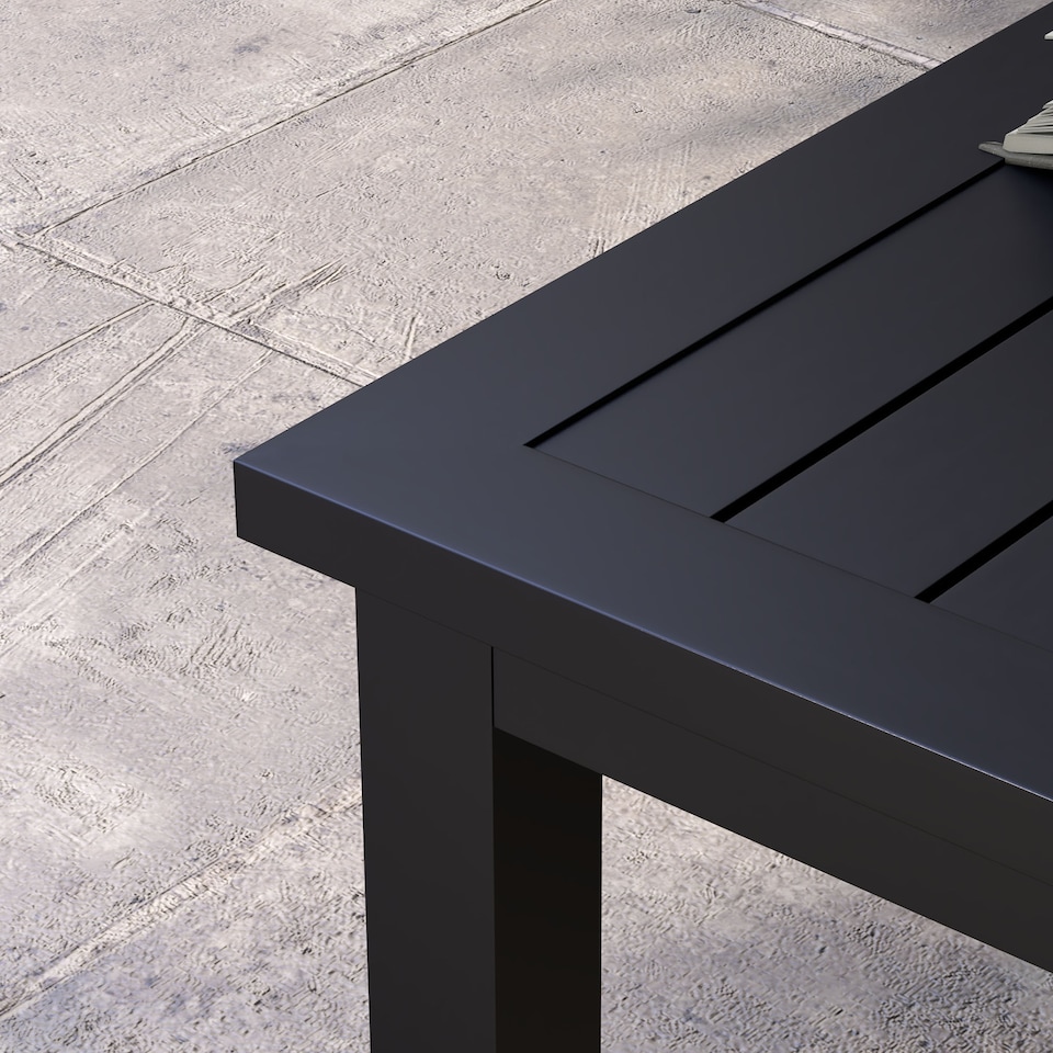 image 1 of Outsunny Aluminium Outdoor Coffee Table Patio Table with Slat Top, Black