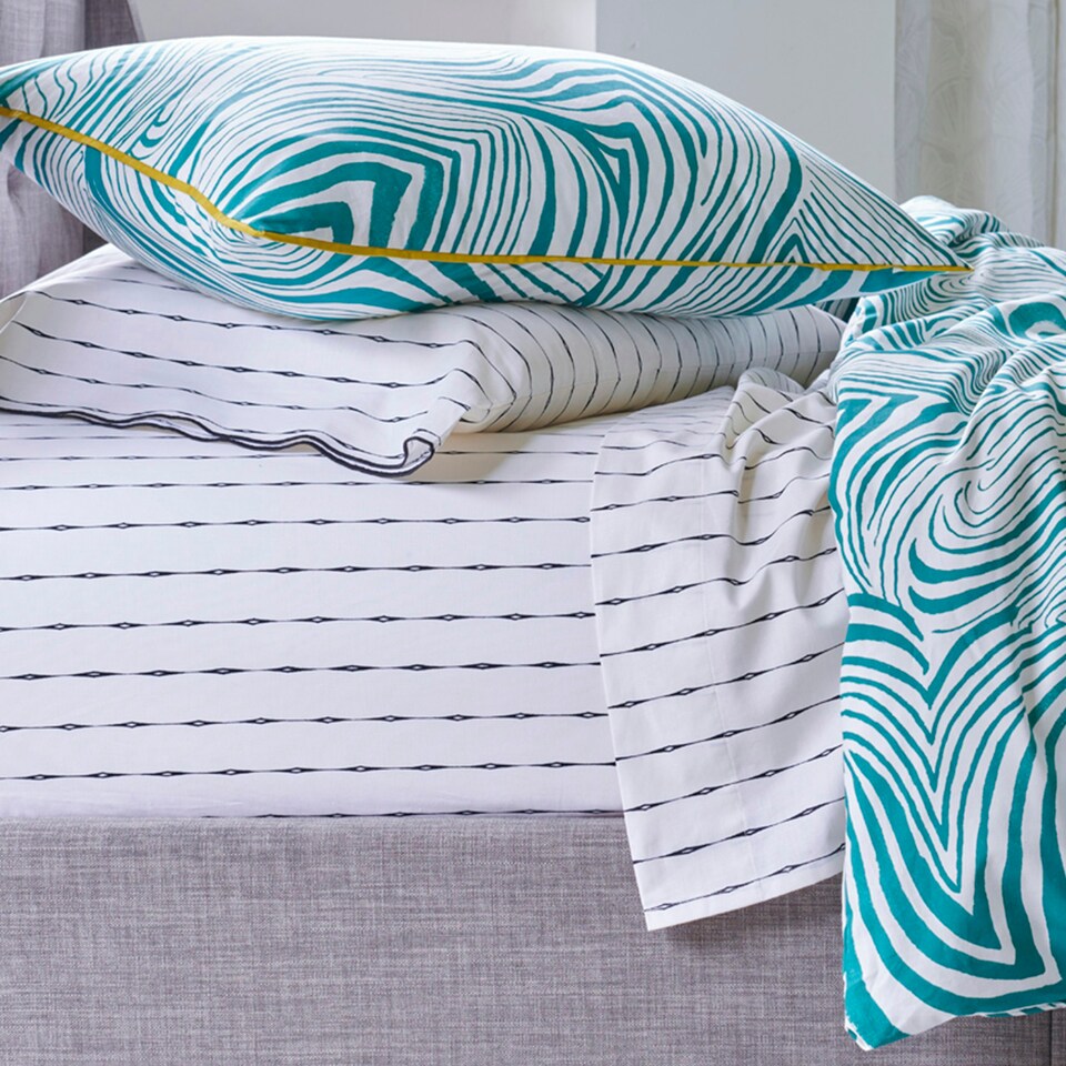 image 1 of Martex Green Zebra Marble Duvet Cover Set Green Super King Green | Super King