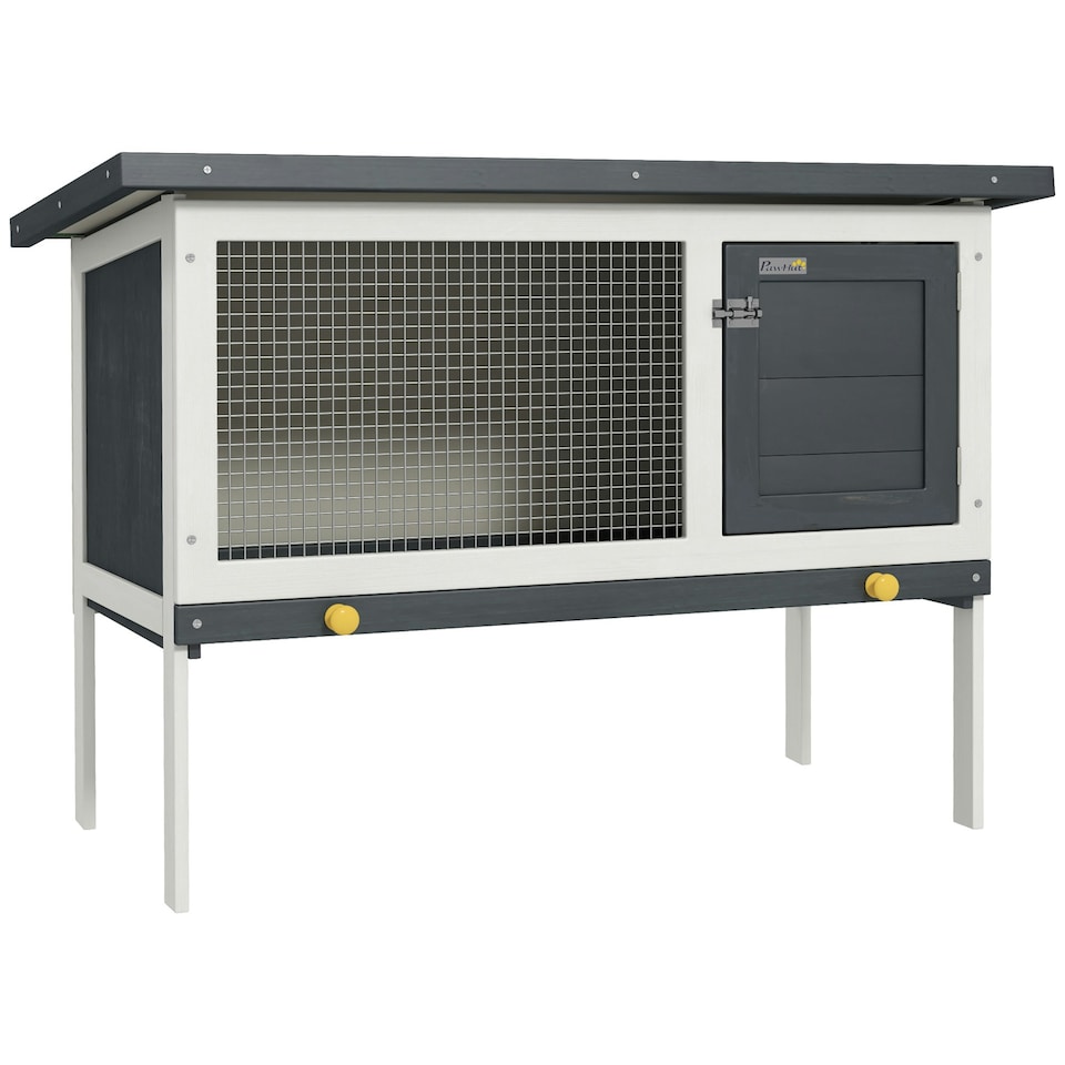 image 1 of PawHut Rabbit Hutch, Guinea Pig Hutch Outdoor Cage w/ Asphalt Roof, Green