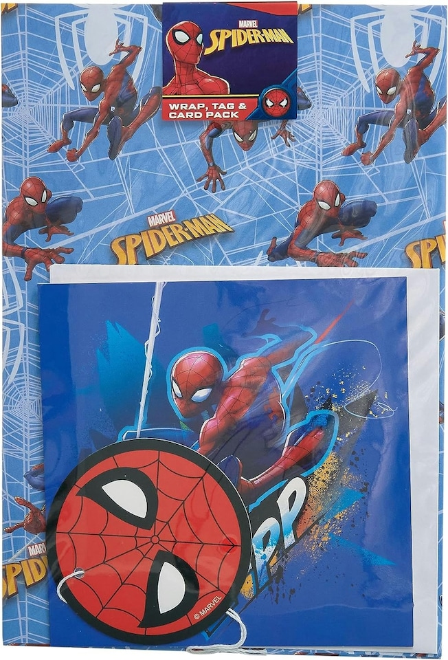 image 1 of Spider-Man Design Marvel Multipack Gift Wrap Card and Tag