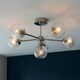 image 2 of Allegra 6 Light Multi Arm Glass Shade Semi Flush Ceiling Lamp Bright Nickel